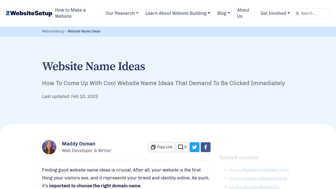Website Name Ideas: Cool Website Names for 2022 | WebsiteSetup